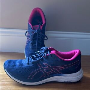 Asics Blue and Pink Athletic Shoes with Cushioned Sole
